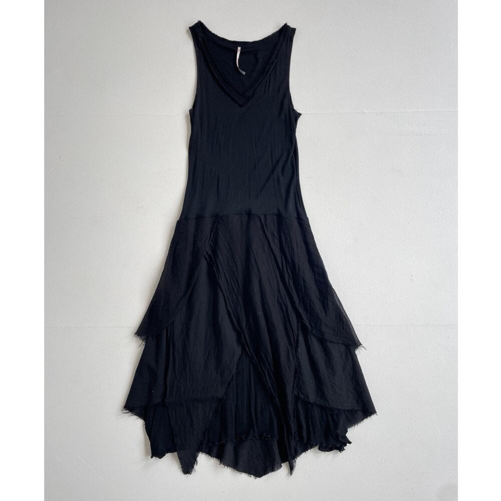 Y2K Black Sleeveless Tiered Fairy Goth Dress / Sz 14 / Grunge / Vicious Threads